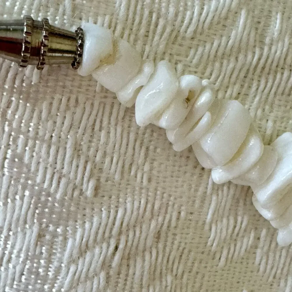 Vintage 1990s Pink & White Puka Shell Chip Necklace and Bracelet Anklet chipped